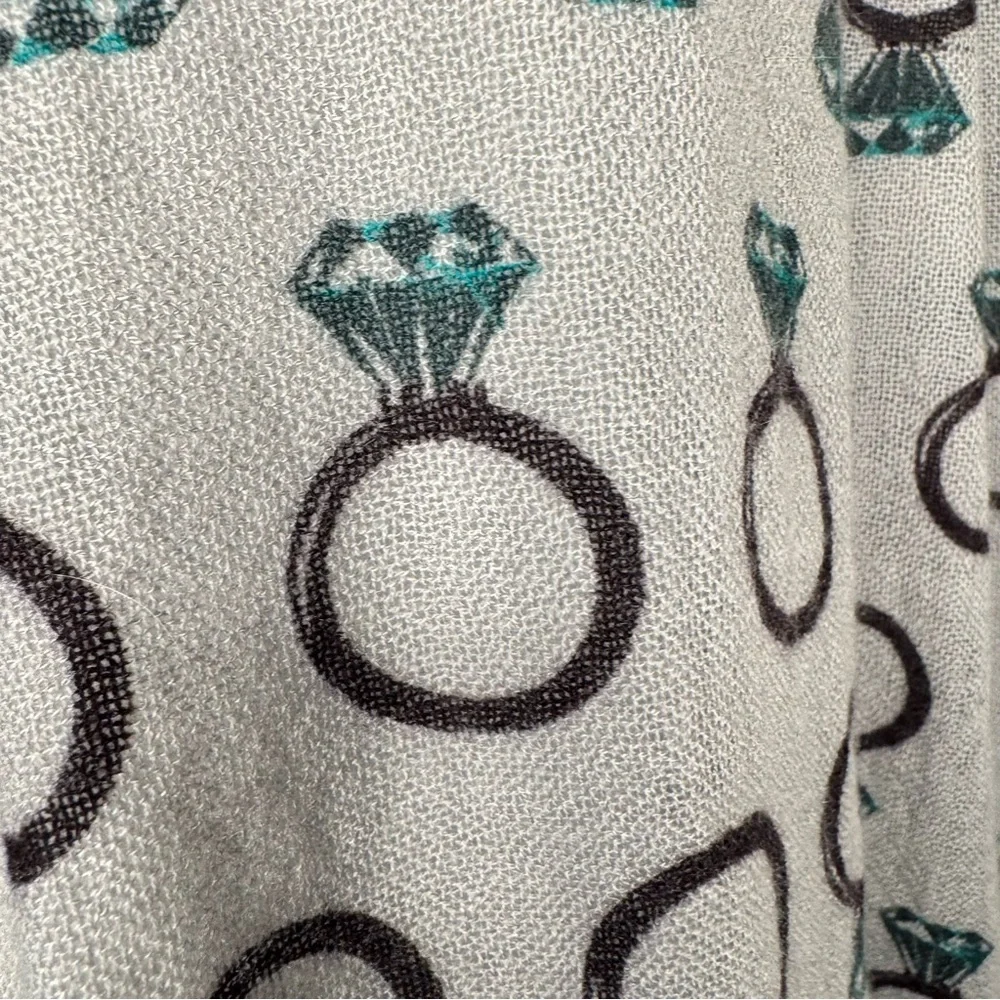 YARNZ Diamond Ring Pattern Cashmere Wool Oversized Scarf Wrap Grey Teal Brown